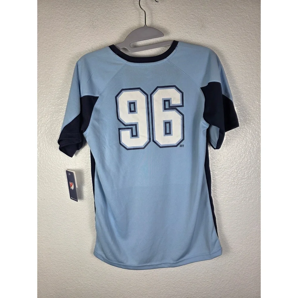 MLS Sporting Kansas City Boys Jersey Light Blue Navy Size L 12/14 96 Graphic